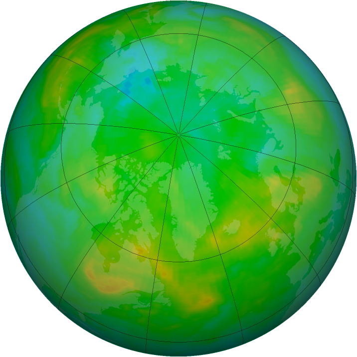 Arctic ozone map for 22 July 1985